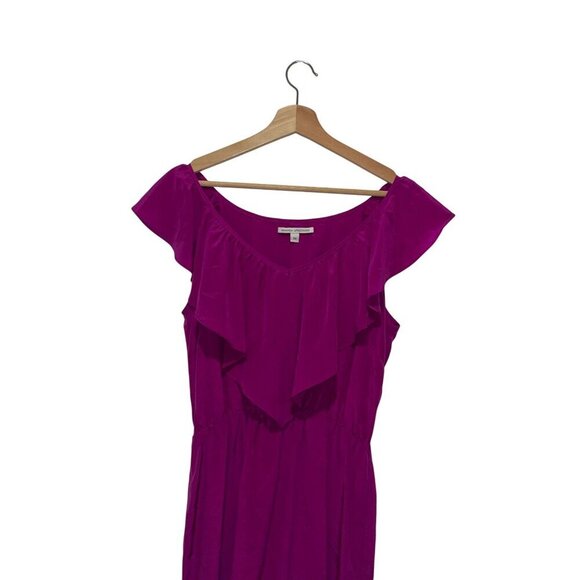 Amanda Uprichard Pink Flutter Sleeve 100% Silk Ruffle Mini Dress Women's Size M - Picture 3 of 8